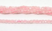 Rose Quartz Fac.Cube 5mm Strand 74 beads-beads incl pearls-Beadthemup