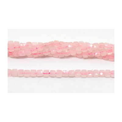 Rose Quartz Fac.Cube 5mm Strand 74 beads