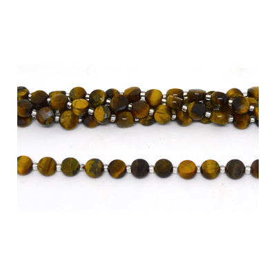 Tiger Eye Fac.Coin 8mm strand 38 beads