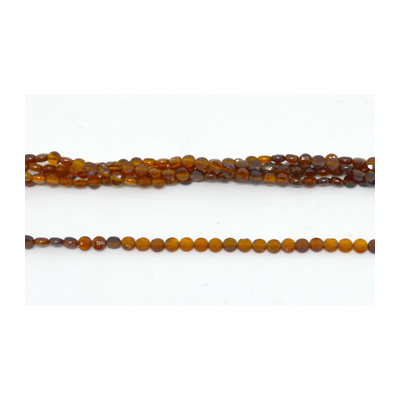 Orange Garnet Fac.Coin 4mm strand 100 beads