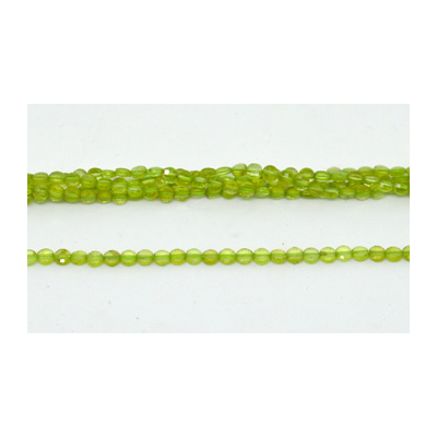 Peridot Fac.Coin 4mm strand 100 beads