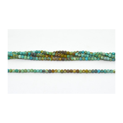 Turquoise Fac.Cube 4mm strand 92 beads