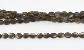Smoky Quartz Fac.flat oval 8x10mm strand 40 beads  -beads incl pearls-Beadthemup