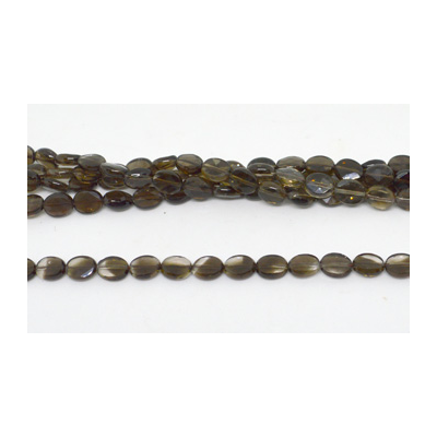 Smoky Quartz Fac.flat oval 8x10mm strand 40 beads  