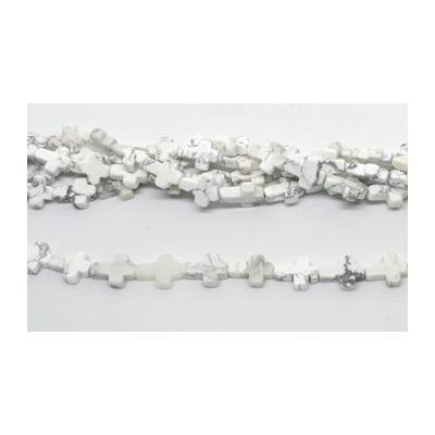White Howlite cross 12x16mm stand 24  beads