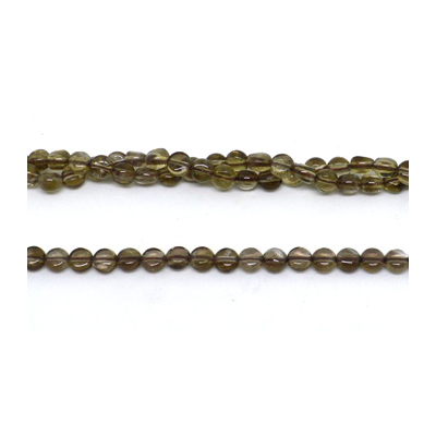 Smoky Quartz Fac.Flat round 6mm strand 65 beads