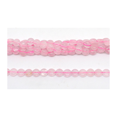 Rose Quartz Fac.Flat round 6mm strand 65 beads
