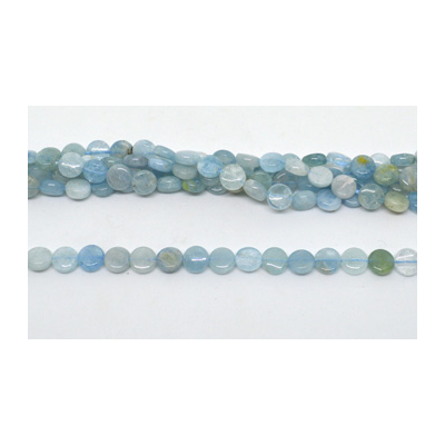 Aquamarine Fac.Flat round 6mm strand 65 beads