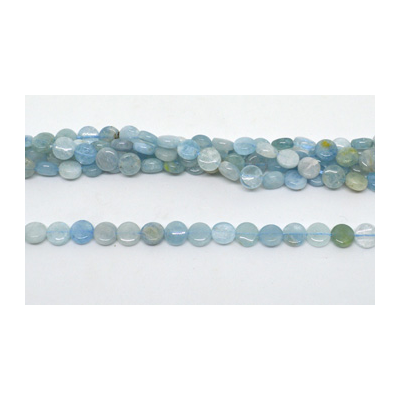 LAST STRAND Aquamarine Fac.Flat round 6mm strand 65 beads
