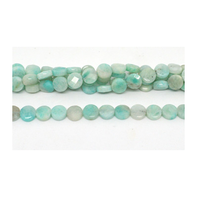 Amazonite Fac.Flat round 10mm strand 40 beads