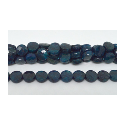 Blue Apatite Fac.Flat round 10mm strand 40 beads
