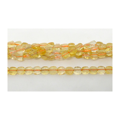 Citrine Fac.Flat Square 6mm strand 67 beads