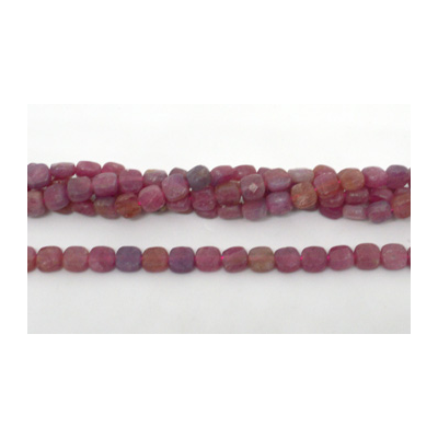 Ruby Fac.Flat Square 6mm strand 67 beads