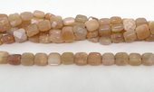Pink Moonstone Fac.Flat Square 8mm strand 49 beads-beads incl pearls-Beadthemup