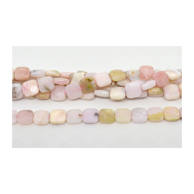 Pink Opal Fac.Flat Square 8mm strand 49 beads