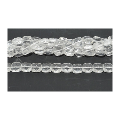 Clear quartz Fac.Flat Square 8mm strand 49 beads