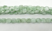 Green Angelite Fac.Flat Square 8mm strand 49 beads-beads incl pearls-Beadthemup