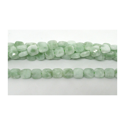 Green Angelite Fac.Flat Square 8mm strand 49 beads