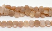 Pink Moonstone  Fac.Flat Rectangle 140x14mm strand 37 beads-beads incl pearls-Beadthemup