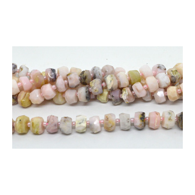 Pink Opal Fac.Rondel 6x10mm Strand 48 beads