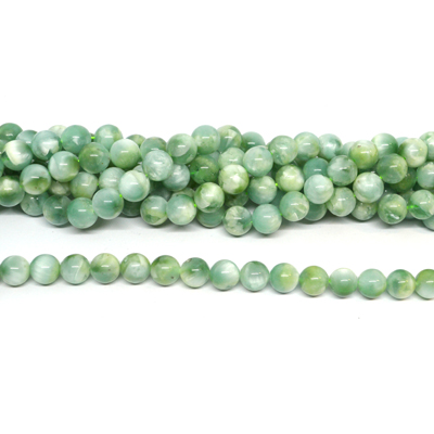 Green Angelite Polished Round 10mm stand 39 beads