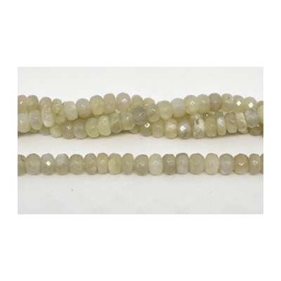 White Moonstone Fac.Rondel 5x8mm strand 76 beads