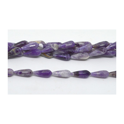 Amethyst Fac.Teardrop 8x20mm strand 19 beads