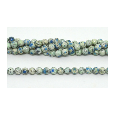 K2 Jasper (Azurite in Granite) Pol.Round 8mm strand 50 beads