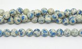 K2 Jasper (Azurite in Granite) Pol.Round 14mm strand 28 beads-beads incl pearls-Beadthemup