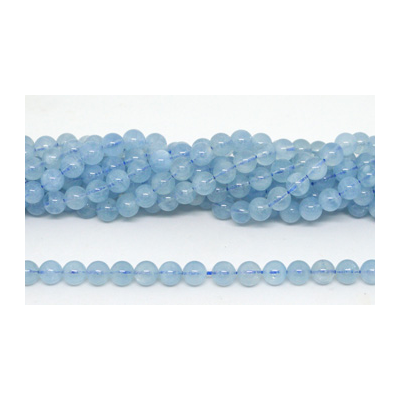 Aquamarine Pol.Round 8mm strand 51 beads