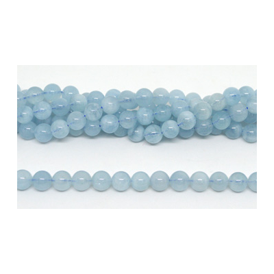 Aquamarine Pol.Round 10mm strand 40 beads