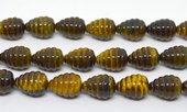 Tiger Eye Carved teardrop 15x20mm pair-beads incl pearls-Beadthemup