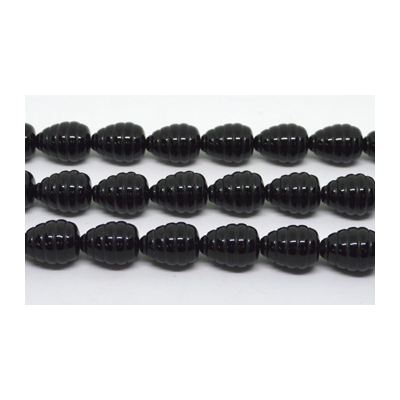 Black Onyx Carved teardrop 15x20mm pair