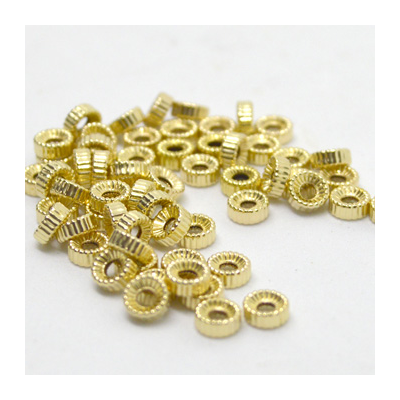 14k gold filled Rondel Corrugated 4mm 6 pack