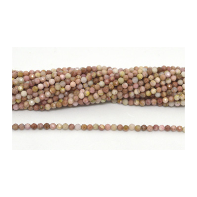 Rhodonite Fac.Round 3mm strand 100 beads