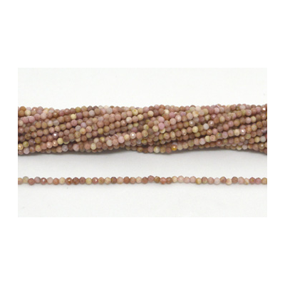 Rhodonite Fac.Round 2mm strand 168 beads