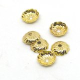 24K Gold plate brass fluted caps 6mm 4 pack-findings-Beadthemup