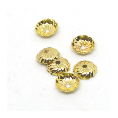 24K Gold plate brass fluted caps 6mm 4 pack