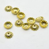 24K Gold plate brass fluted caps 8mm 4 pack-findings-Beadthemup