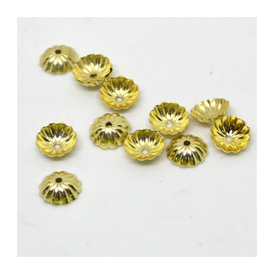 24K Gold plate brass fluted caps 8mm 4 pack