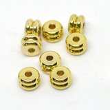 24K Gold plate brass double rondel 6mm 4 pack-findings-Beadthemup