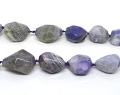 Dyed/Crackled Agate 30-50mm purple Graduated Faceted Nugget-beads incl pearls-Beadthemup