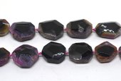 Agate Dyed  pink approx 30mm flat Hexagon strand-beads incl pearls-Beadthemup