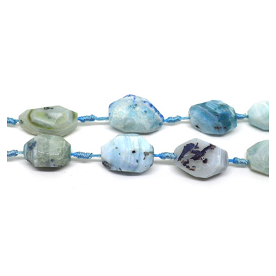 Agate Dyed aqua Faceted Nugget /10 Beads