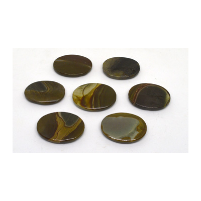 Landscape Jasper Pol.Flat Oval approx 30x25mm EACH BEAD