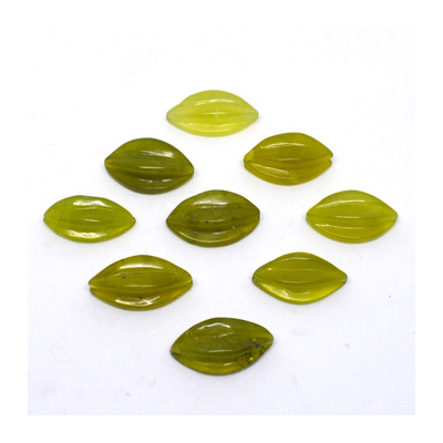 Green Serpentine Carved flat oval approx 25x12mm EACH BEAD