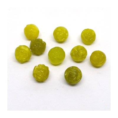 Green Serpentine Carved Round 15mm EACH BEAD