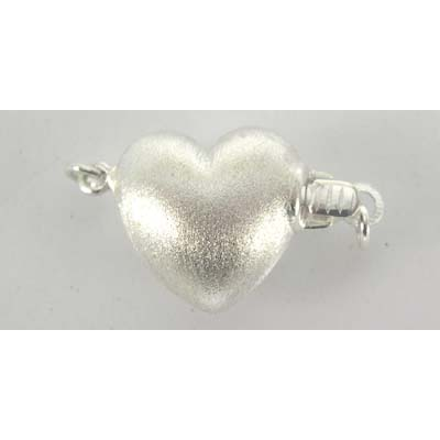Sterling Silver Clasp Heart size 13mm Brushed