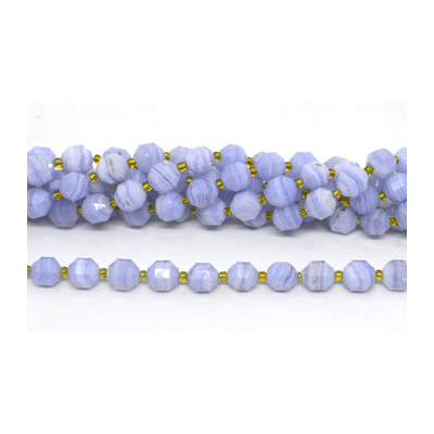 Blue Lace Agate fac.Energy bar cut 10mm str 32 beads