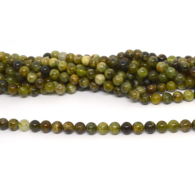 Green Garnet Polished Round 8mm str 45 beads